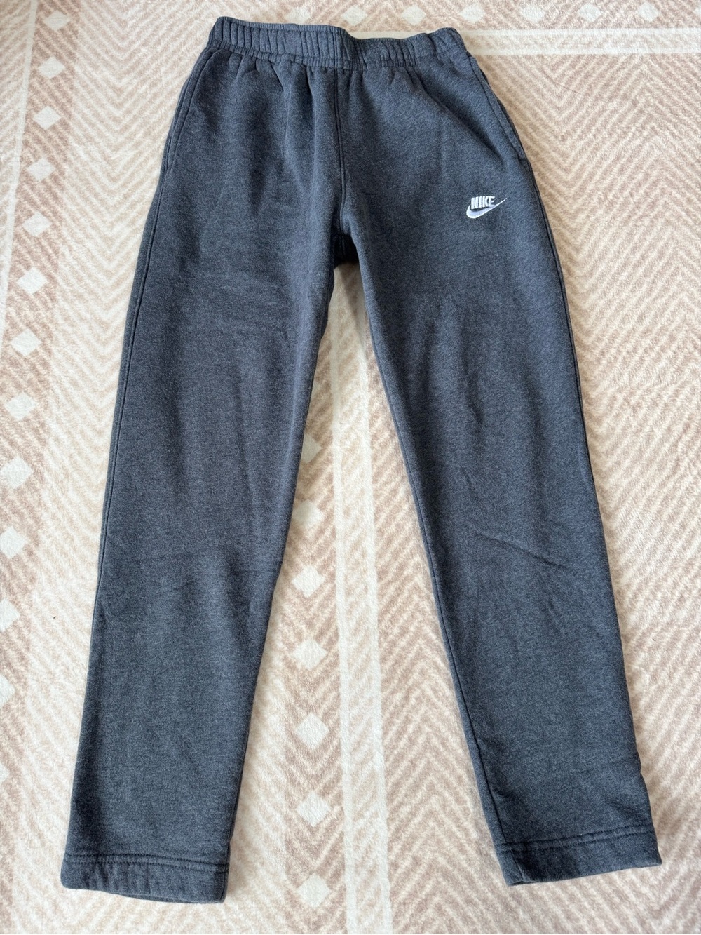 Nike Charcoal Gray men’s Fleece Joggers with White Logo